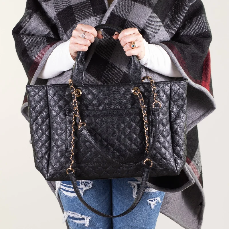 Affordable Bags For Budget Shoppers Luxe Quilted Leatherette Handbag with Gold Rope Strap