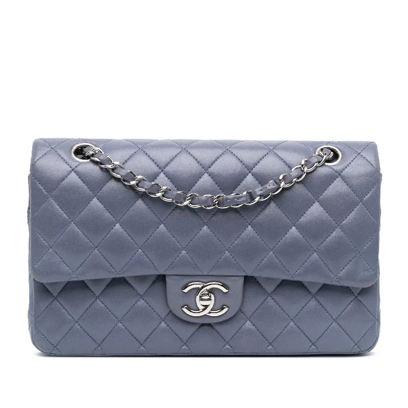 Vintage-Inspired Purple Chanel Medium Classic Lambskin Double Flap Shoulder Bag