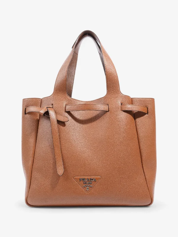 Insane Discount Onslaught Prada Dynamique Tote Brown Leather