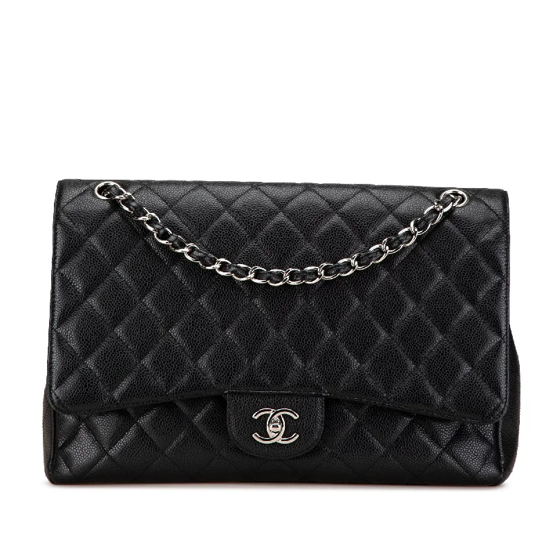 Stylish Bags For Fashion Bloggers Black Chanel Maxi Classic Caviar Single Flap Shoulder Bag