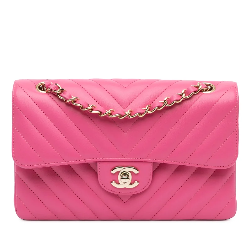 Classy Style Discounts Pink Chanel Small Classic Chevron Lambskin Double Flap Shoulder Bag