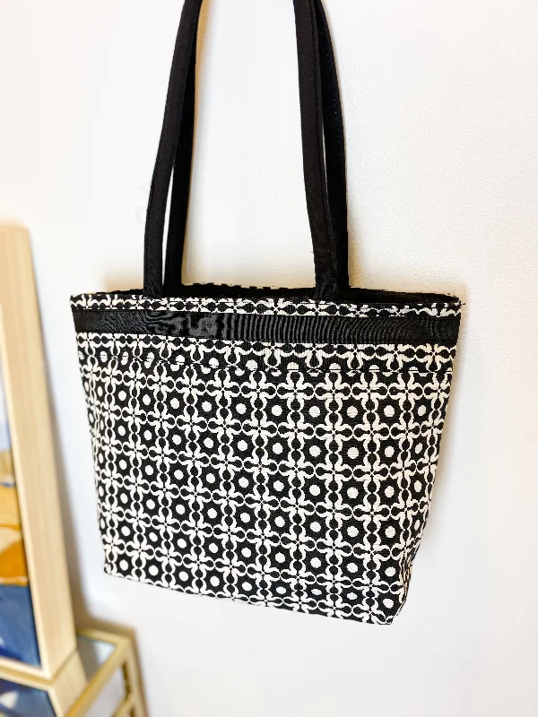 Scratch-Resistant And Luxury Sale Bags Black/White 2 Handle Tote