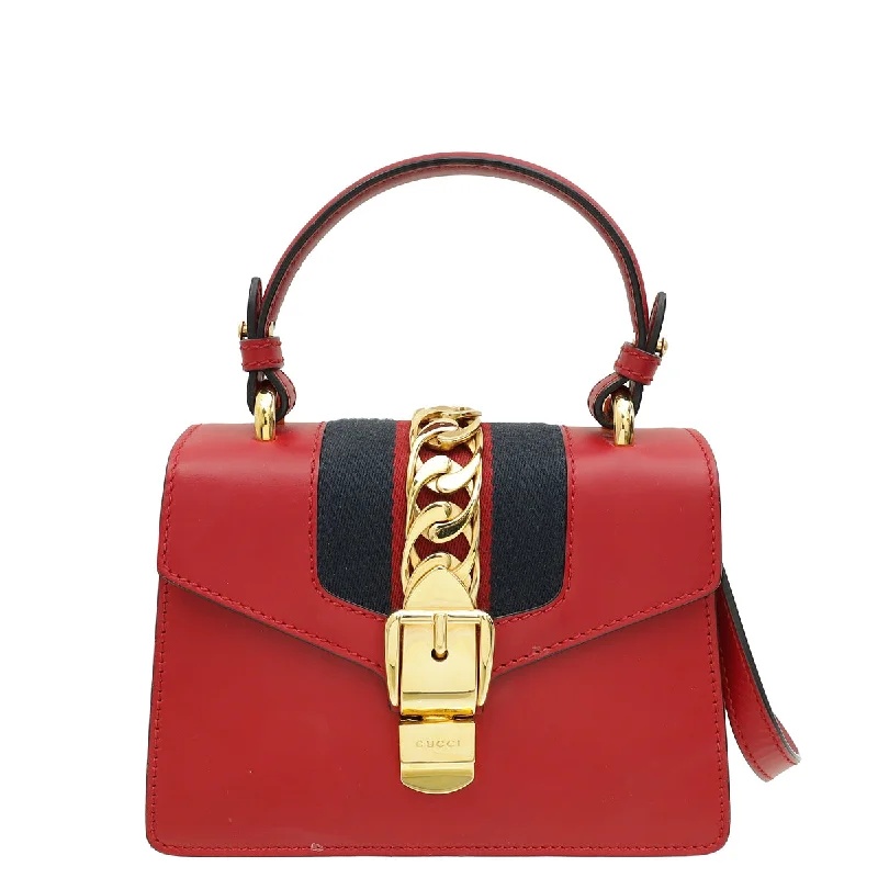 Fast Fashion Favorites Gucci Red Sylvie Mini Top Handle Bag