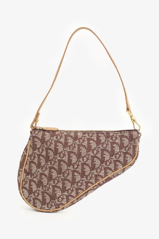 Rustic Bags For Outdoor And Nature-Inspired Looks Christian Dior Brown Diorissimo Canvas Saddle Pochette