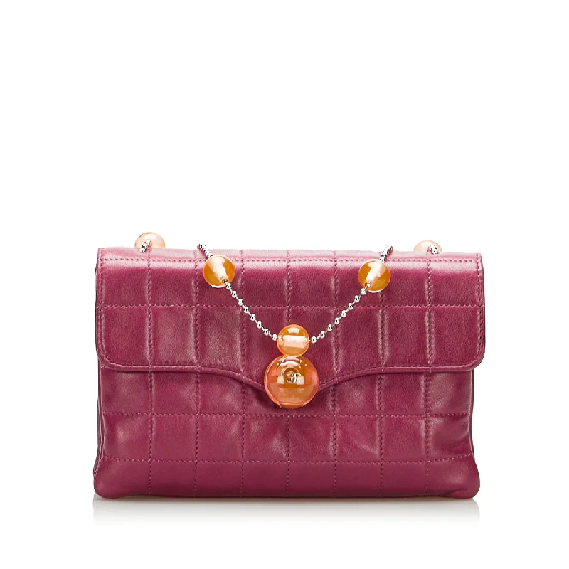Bags For Sporty And Athletic Styles Pink Chanel Square Quilted Lambskin Beaded Chain Shoulder Bag