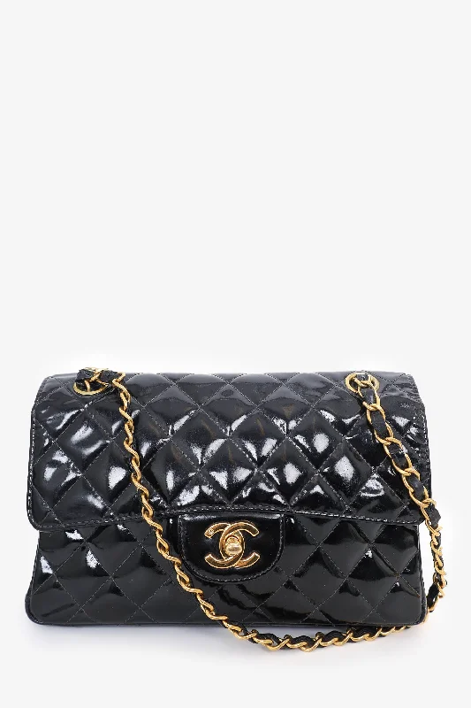 Timeless Elegance Redefined Pre-Loved Chanel™  1996-97 Black Quilted Patent Double Sided Flap Bag