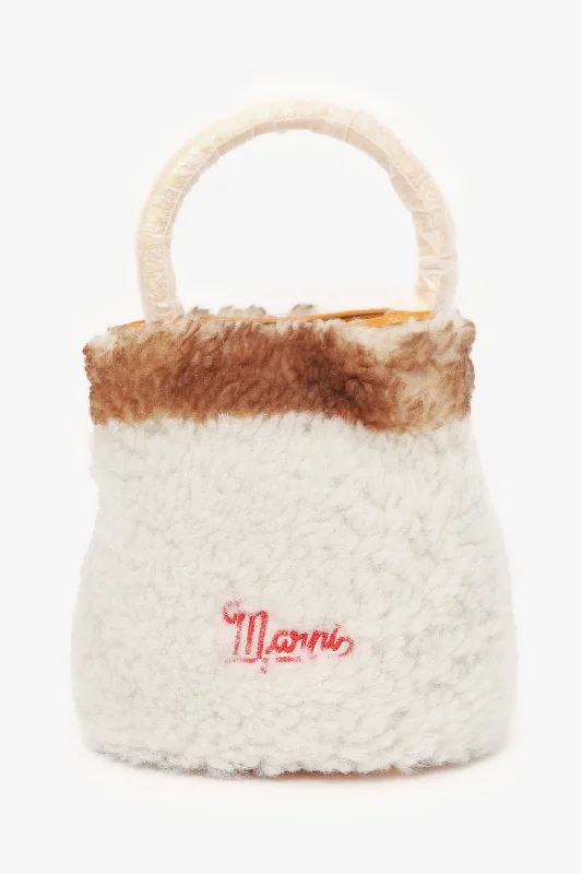 Halloween-Themed Marni White/Yellow Pannier Shearling Bucket Bag