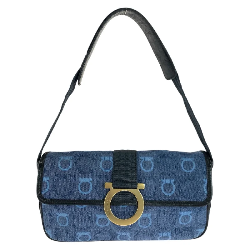 Limited-Time Offer On Trendy Bags Salvatore Ferragamo Gancini Canvas Leather Shoulder Bag