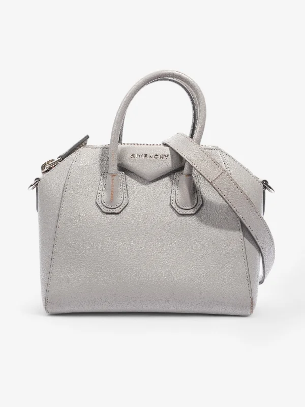 Fashion Sale Givenchy Mini Antigona Grey Grained Leather