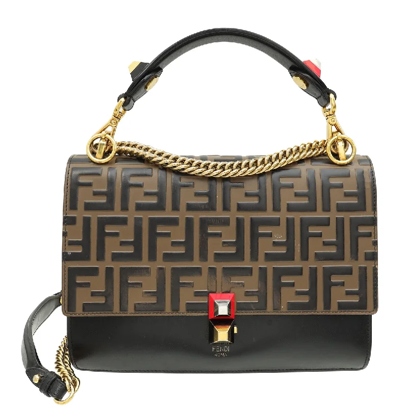 Limited Time Offers Fendi Bicolor Zucca Embossed Kan I Medium Shoulder Bag