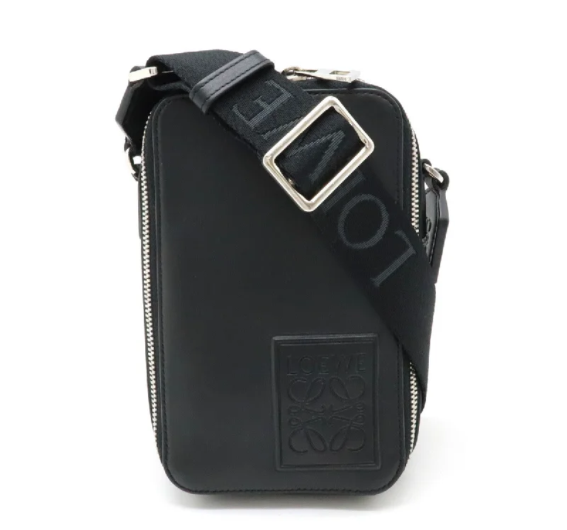 Urban Fashion Loewe Leather Crossbody Anagram Bag Black