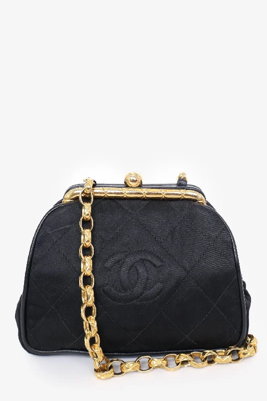 Chic Style, Always In Vogue Pre-Loved Chanel™ 1989-1991 Black Satin Framed Mini Evening Bag