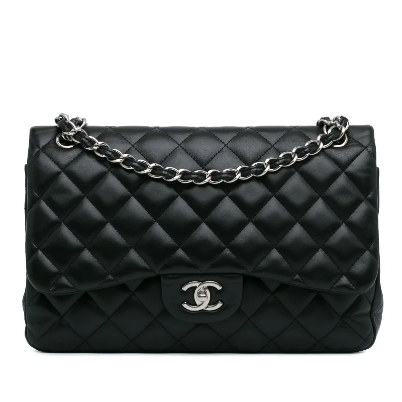 Browse Our Top Products Black Chanel Jumbo Classic Lambskin Double Flap Shoulder Bag
