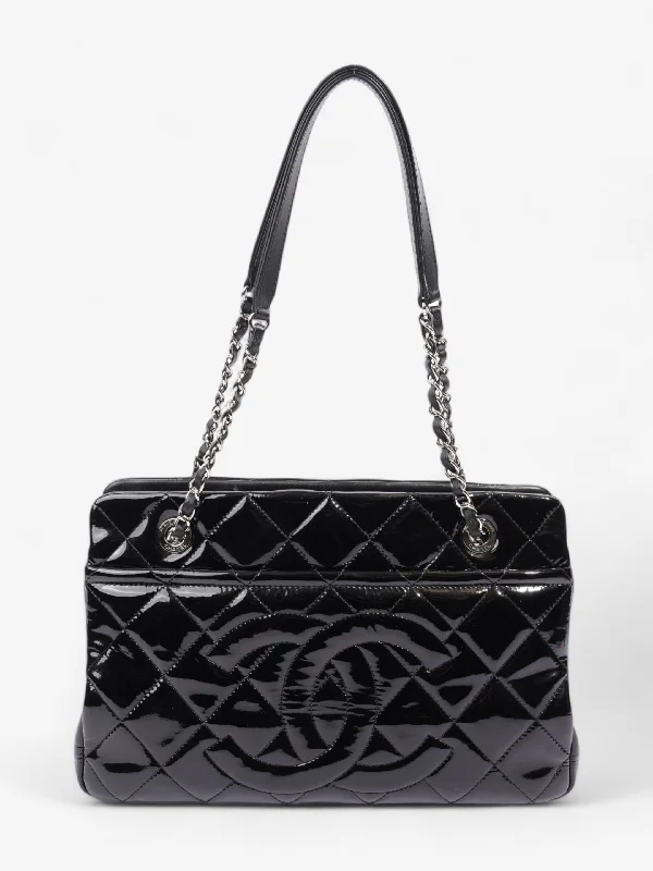 Sustainable Fashion Extravaganza Chanel Timeless CC Shopping Tote Black Patent Leather Medium