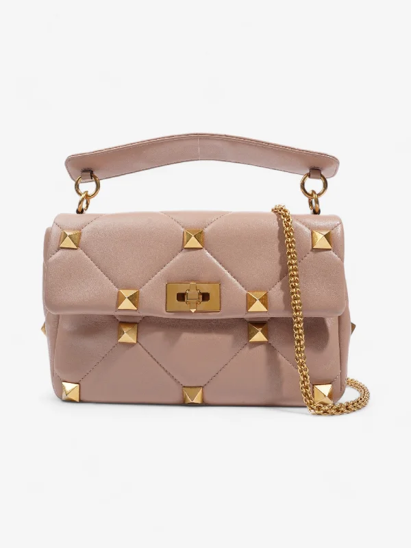 Premium Fashion Valentino Roman Stud Pink Nude Nappa Leather Medium