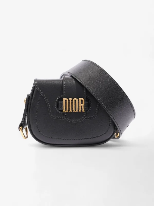 Stylish Yet Affordable Bags Christian Dior D Fence Saddle Bag Black Calfskin Leather Mini