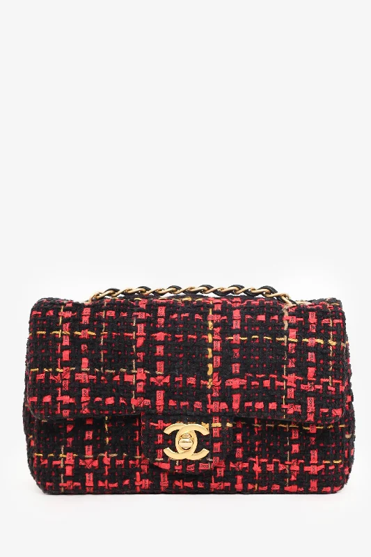 New Styles Just In Pre-Loved Chanel™ 2022 Red Tweed Mini Rectangle Flap Bag