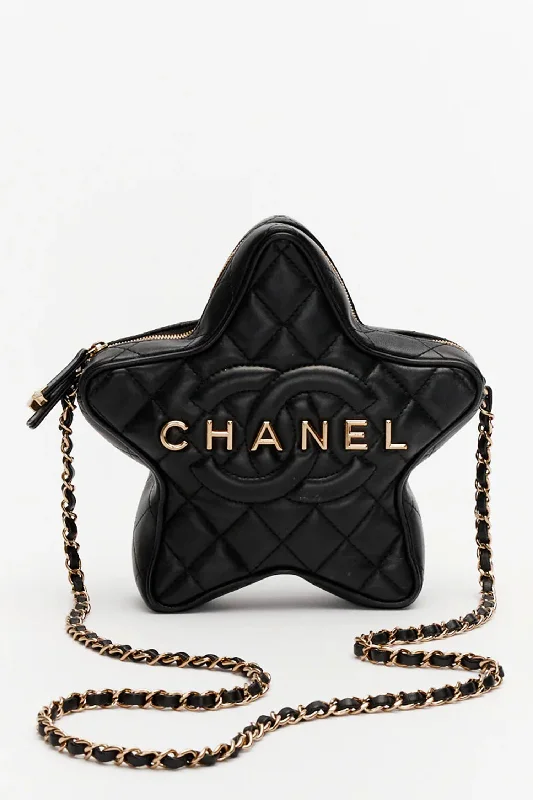 Spacious Bags With Holiday Promotions Pre-Loved Chanel™ 2024 Black Leather Walk Of Fame Star Handbag