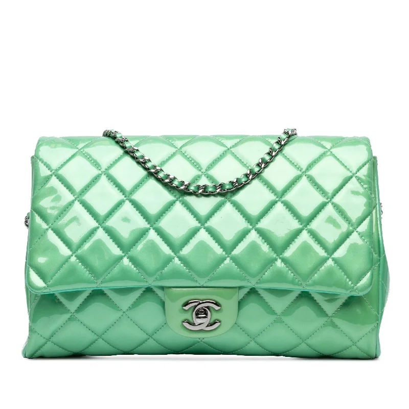 Latest Trends Green Chanel CC Quilted Patent Clutch with Chain Shoulder Bag
