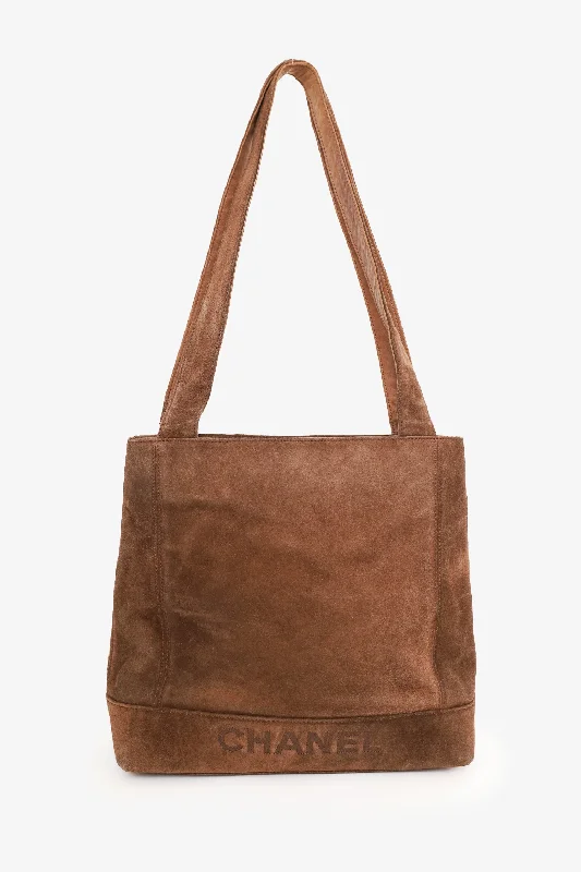 Stylish Looks Pre-Loved Chanel™ 1997-99 Brown Suede CC Embroidered Tote Bag