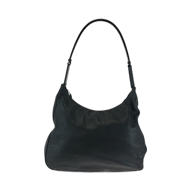 Chic & Cozy Collection Prada Plastic Handle Logo Leather Hobo Bag