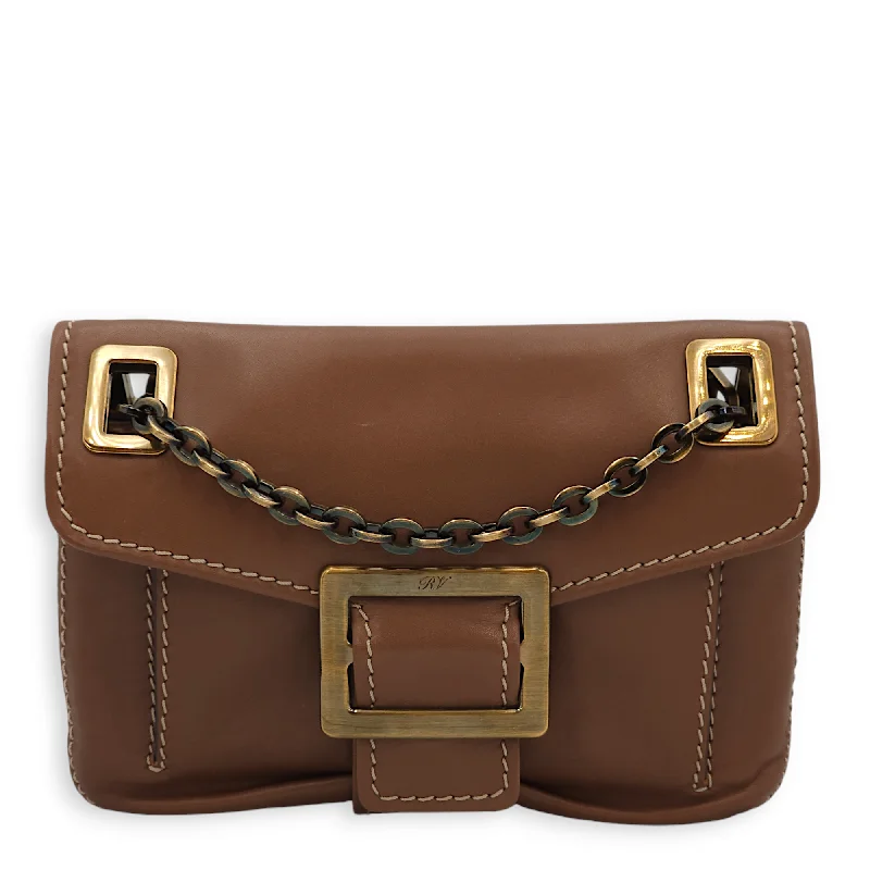 Designer Bags For Luxury Collectors Metro Micro Brown Crossbody Bag in Calfskin, Gold hardware