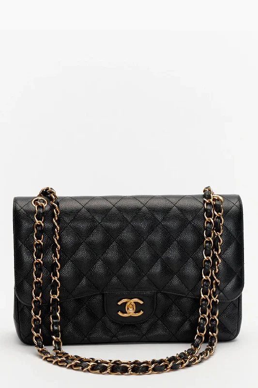 Seize Bargains Pre-Loved Chanel™ Black Caviar Leather Jumbo Classic Double Flap