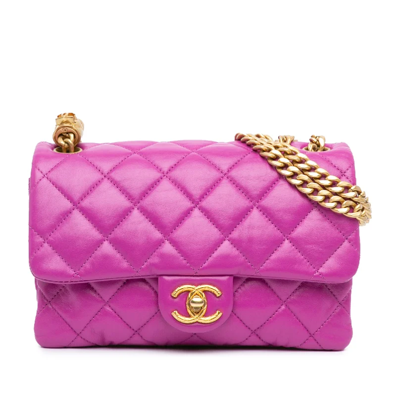 You'll Love Us Because Purple Chanel Small Quilted Lambskin Pillow Crush Flap Shoulder Bag