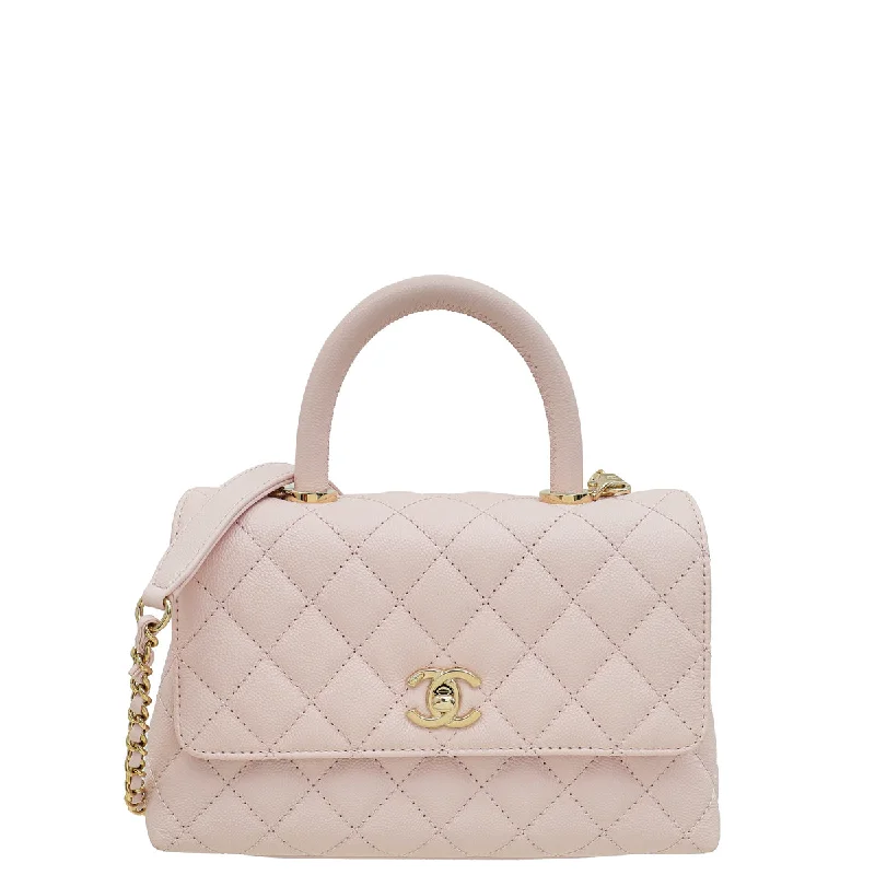 Elegant New Year Party Bags With Flash Sales Chanel Light Pink Coco Handle Small Bag