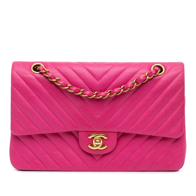 Style Breakthroughs Pink Chanel Medium Classic Chevron Lambskin Double Flap Shoulder Bag