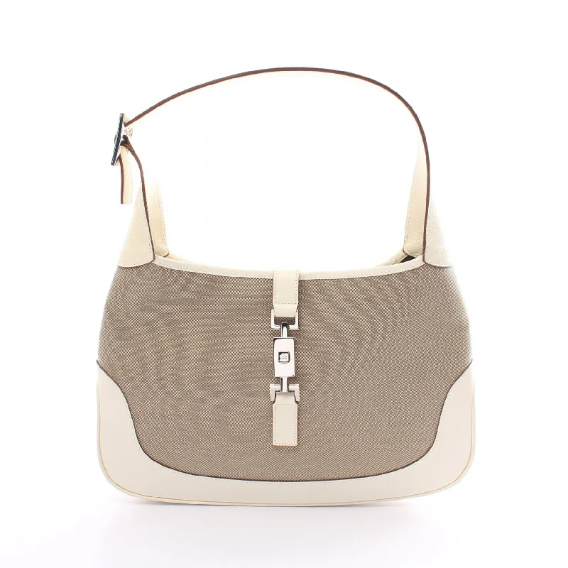 Everyday Elegance Sale Gucci Jackie Canvas Leather Shoulder Bag