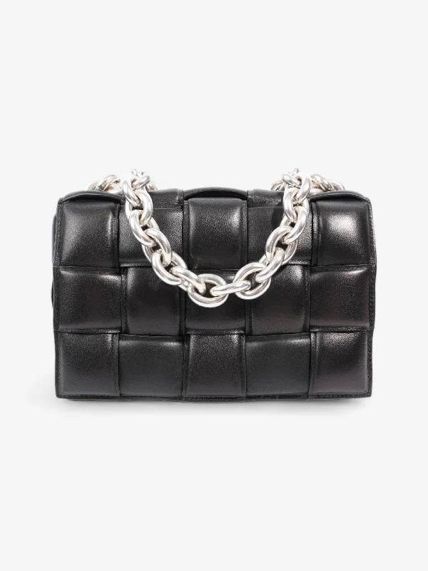 Budget-Friendly Fashion Bottega Veneta Padded Cassette Chain satchel Black Intrecciato Leather