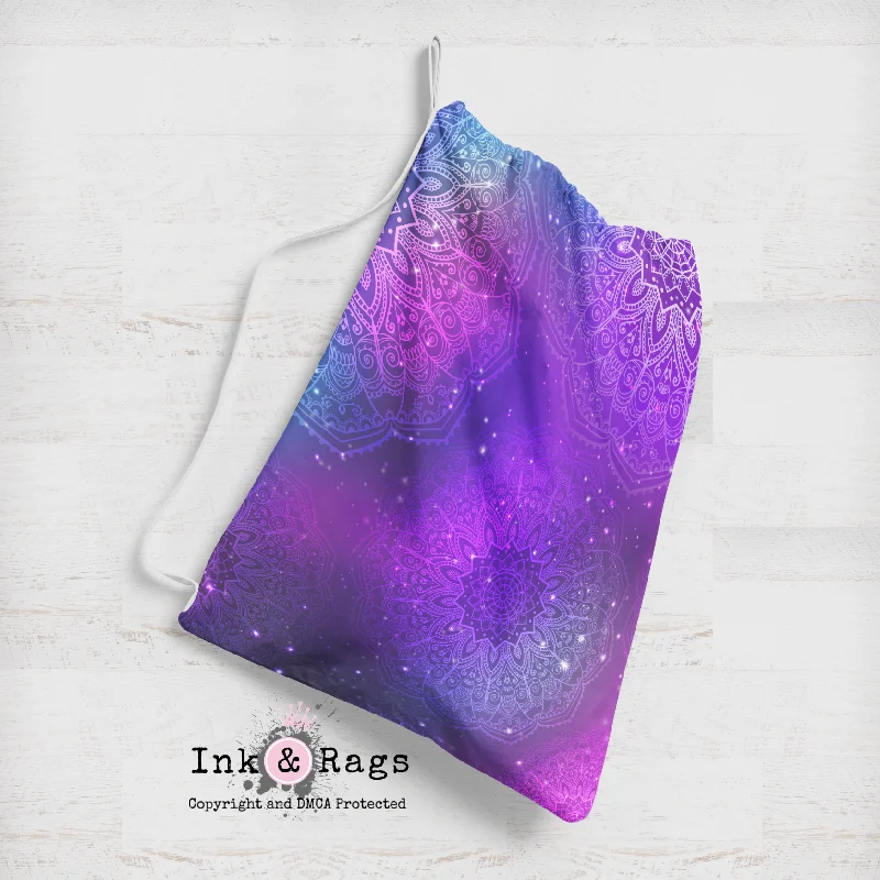 Trendy Bags For Sales Purple Pink Teal and Blue BOHO Mandala Sacks