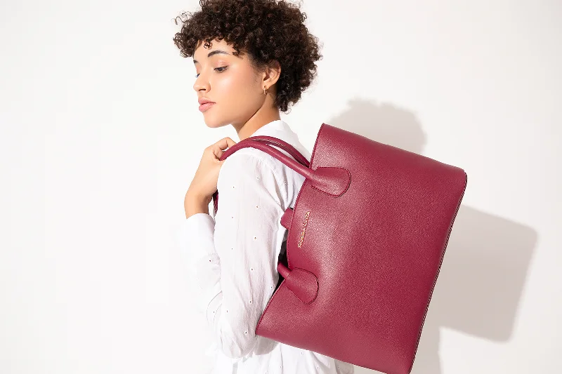Budget Saver Noa Major Large Tote Bag Sangria Red