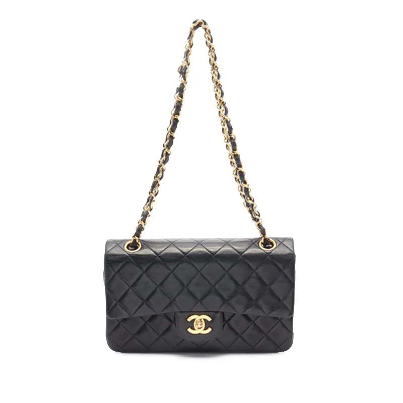 Avant-Garde Style Promotions Black Chanel Small Classic Lambskin Double Flap Shoulder Bag