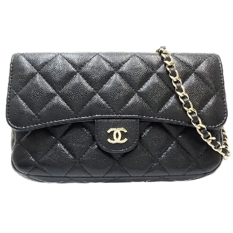 Casual Chic Chanel Caviar Skin Wallet Chain Flap Phone Case