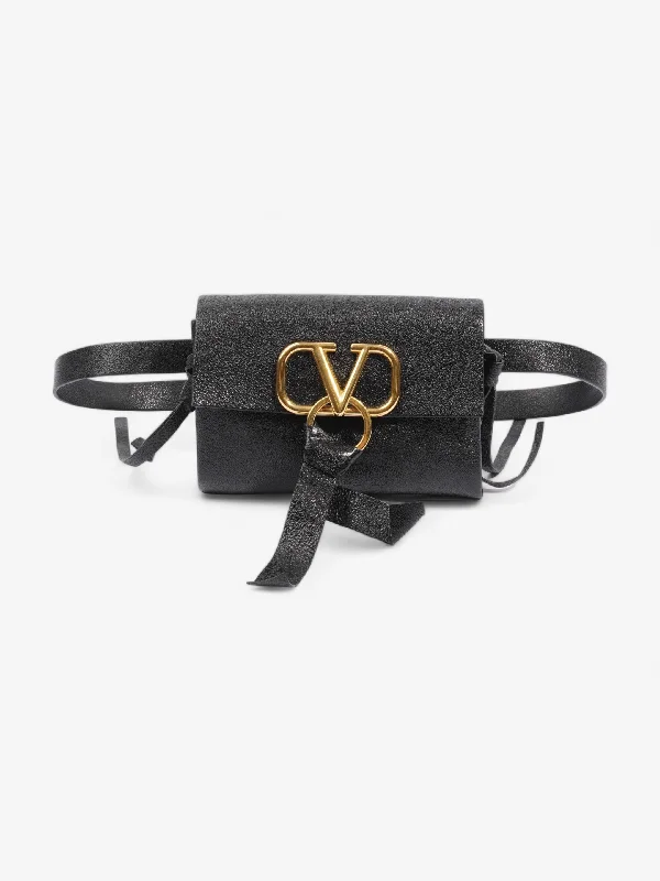 Trend Leading Collection Valentino VRING Crossbody Bag Black Leather