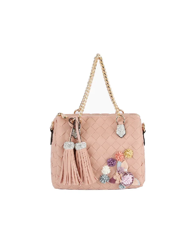 Bid Farewell To The Old Season Raised Floral Woven Shoulder Bag