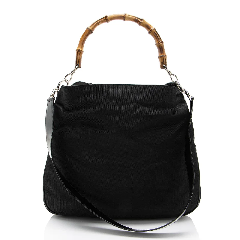 Athleisure Style Sale Gucci Vintage Nylon Bamboo Shoulder Bag (SHF-NJaggB)