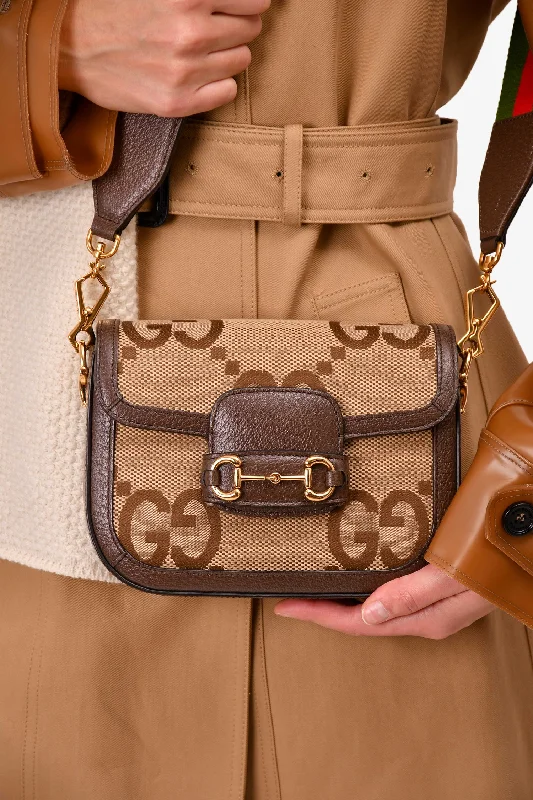 Romantic Chic Deals Gucci Brown Canvas/Leather GG Supreme Horsebit 1955 Shoulder Bag With Web Strap