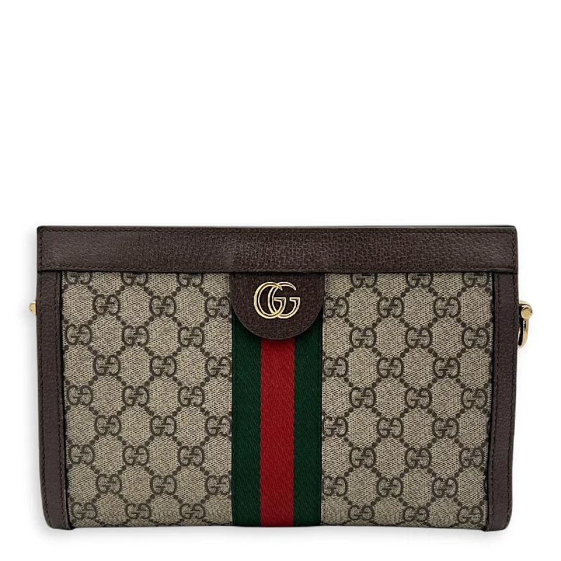 Flash Sale On Premium Bags Ophidia Crossbody Bag Brown in Monogram Coated Canvas, Gold hardware