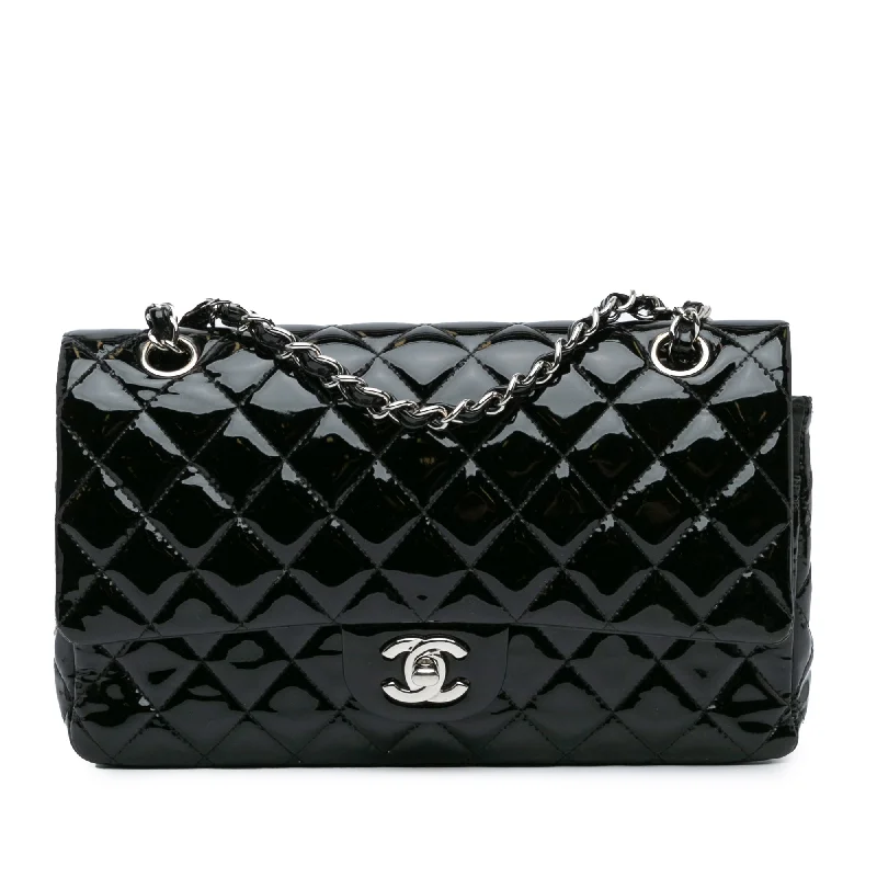Seasonal Trends Black Chanel Medium Classic Patent Double Flap Shoulder Bag
