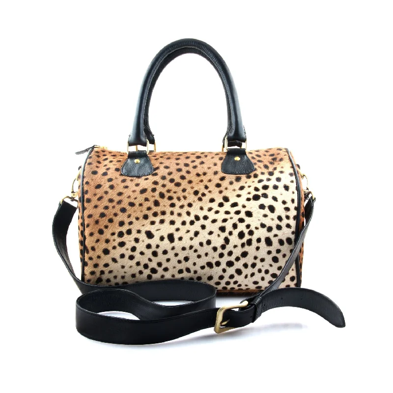 Statement Fashion Offers Leopard Leather Barrel Bag