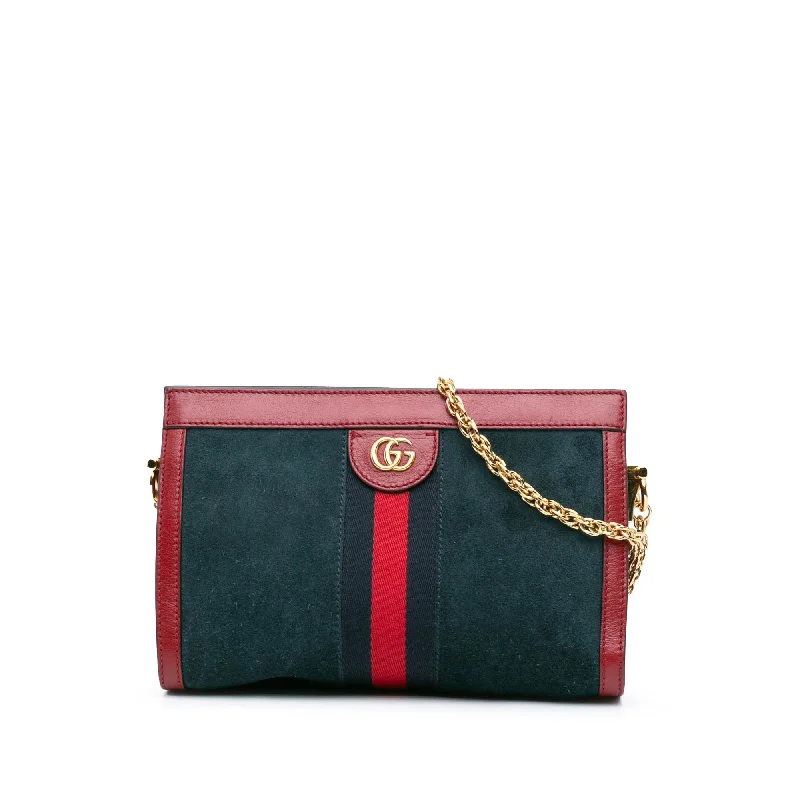 Trendy Festival Bags With Limited-Time Offers Blue Gucci Small Suede Ophidia Web Chain Crossbody
