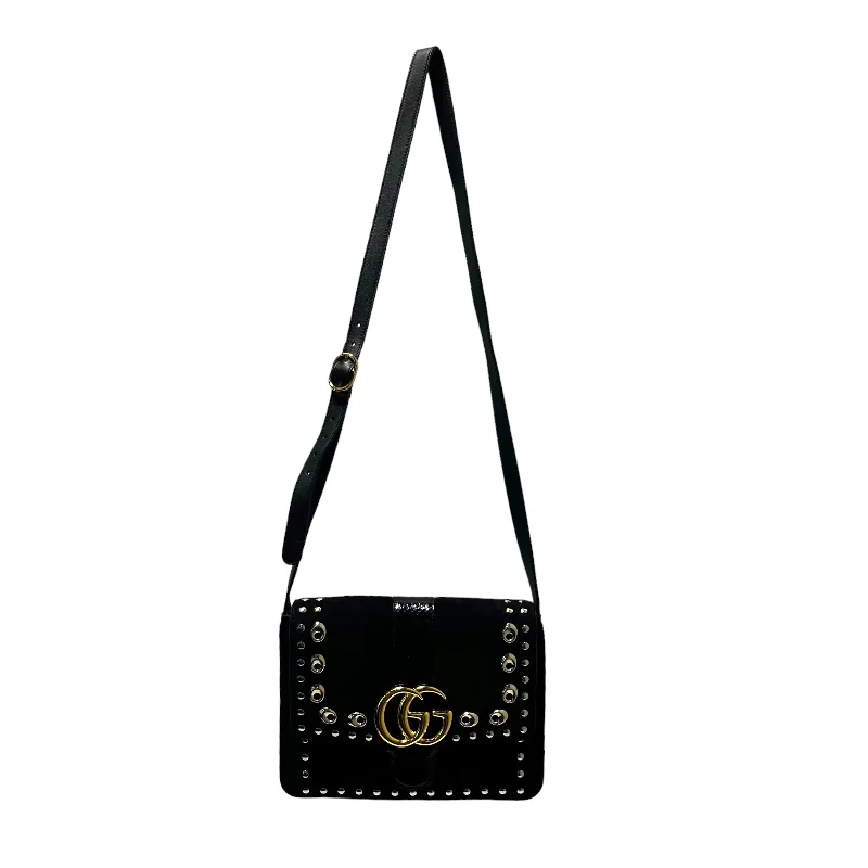 Black Friday And Cyber Monday Bag Deals GUCCI/Cross Body Bag/M/Suede/BLK/GUCCI ARLI STUDDED SNAKESKIN