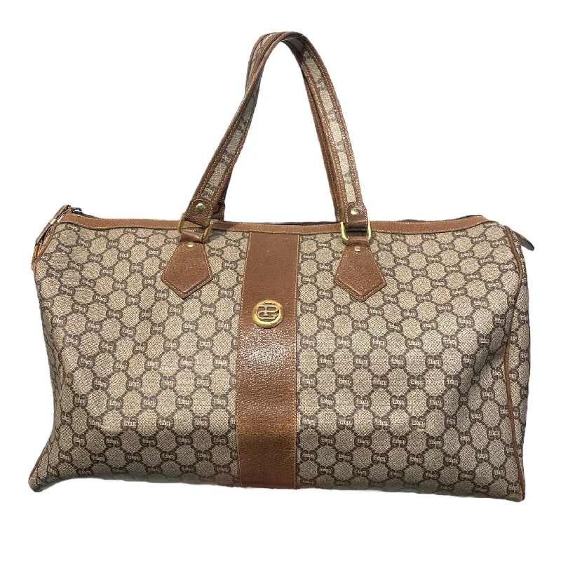 Feminine Luxe Style Sale GUCCI PLUS/Boston Bag/Monogram/Leather/BRW/GG plus mono, gold HW