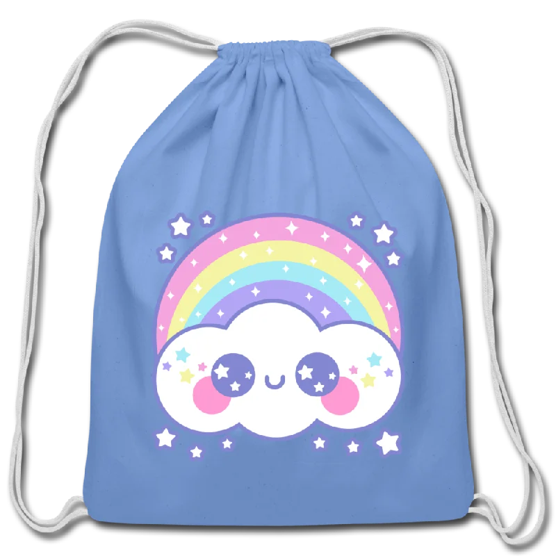 Exclusive Deals Online Happy Rainbow Cloud Cotton Drawstring Bag