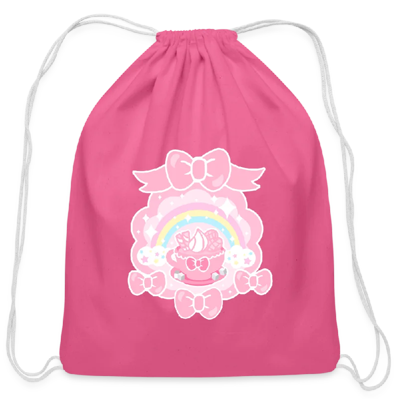 Low Price Special Teatime Fantasy Pink Cotton Drawstring Bag
