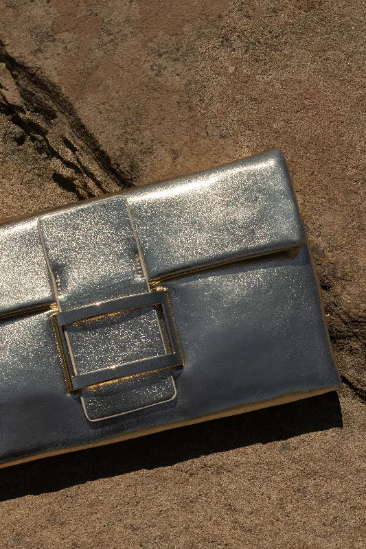 Gold Antonia Metallic Clutch