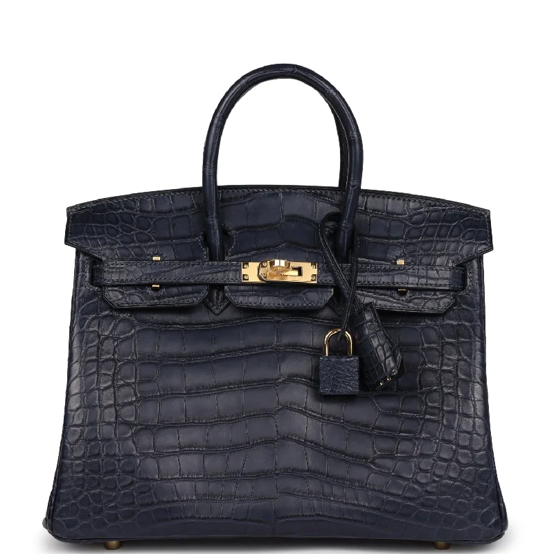 Trendy Bags For Sales Hermes Birkin 25 Bleu Indigo Matte Alligator Gold Hardware Trendy Bags For Sales